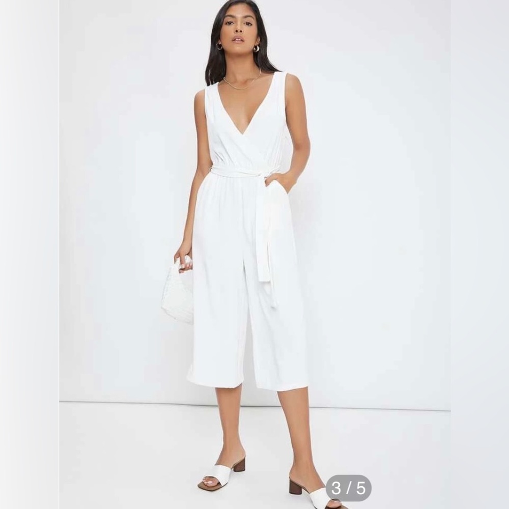 White flowy cropped jumpsuit